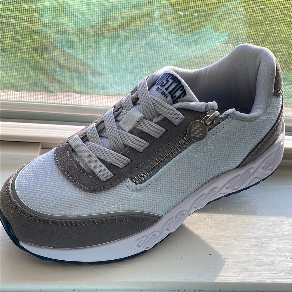 Justice Gray and White Sneakers with Classic Athletic Design